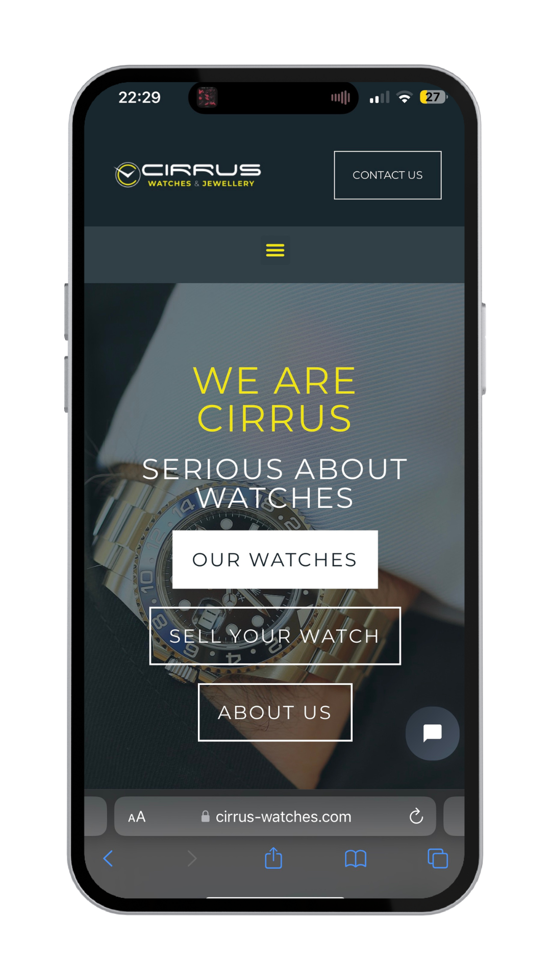 Cirrus Watches Website Mockup